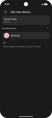 Press the required Bluetooth device and follow the instructions on the screen to pair the device with your phone.
