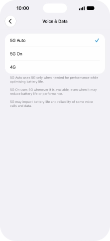 To turn on automatic switch between 5G and 4G, press 5G Auto.