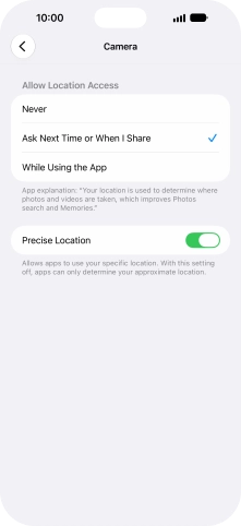 Press the required setting to turn the function on or off.