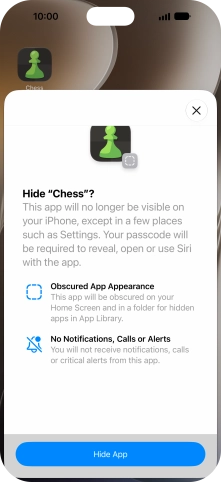 Press Hide App.