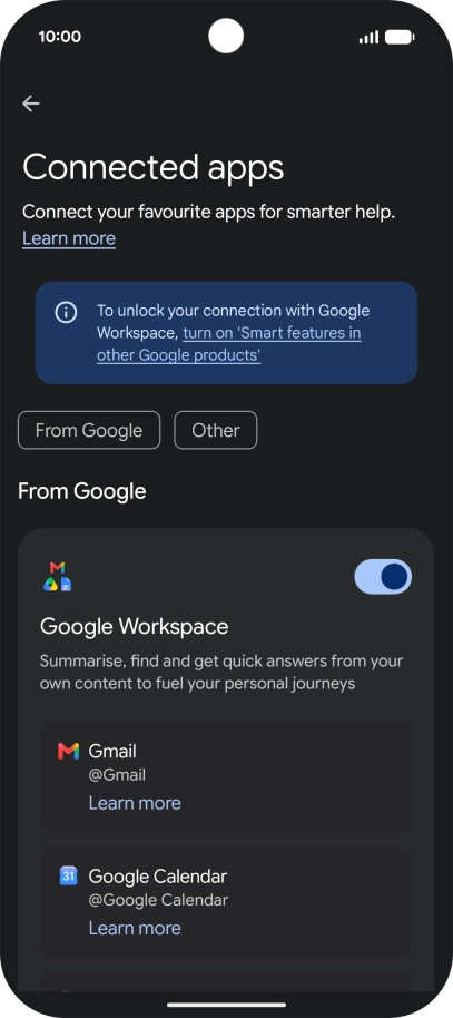 Press the indicator next to the required extension to turn on the function.