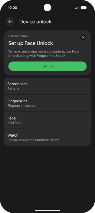 Press Screen lock and key in the additional phone lock code you created earlier.
