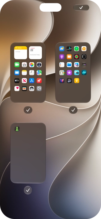 Press the field below the required home screen page to turn page view on or off.