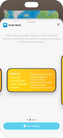 Slide your finger right or left on the screen to select the required widget size.