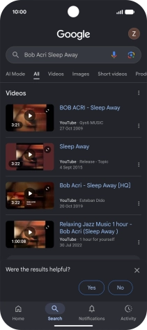 Follow the instructions on the screen to use the search results.