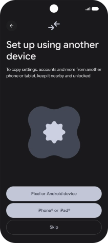 You can transfer the contents of another phone to your phone when it's activated for the first time and after a factory reset. When this screen is displayed, your phone is ready to transfer content from another phone. You can transfer the contents of another phone to your phone when it's activated for the first time and after a factory reset. When this screen is displayed, your phone is ready to transfer content from another phone.