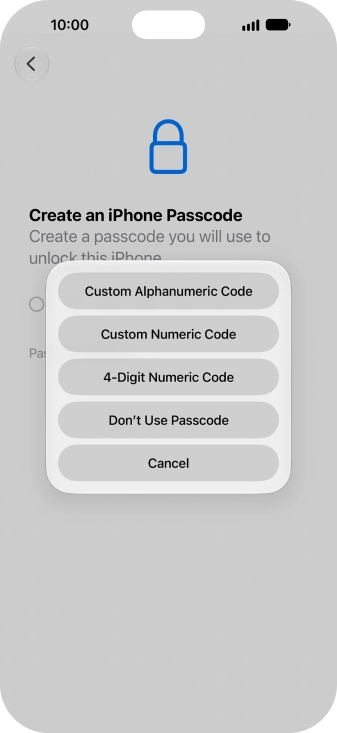 Follow the instructions on the screen to turn on use of phone lock code or press Don't Use Passcode. Follow the instructions on the screen to turn on use of phone lock code or press Don't Use Passcode.