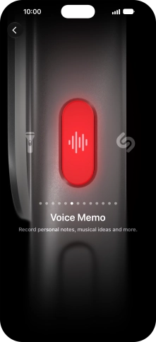 Slide your finger right or left on the screen to select the required function.