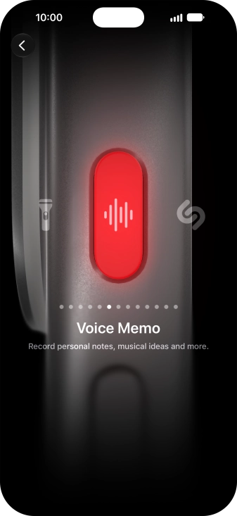 Slide your finger right or left on the screen to select the required function.