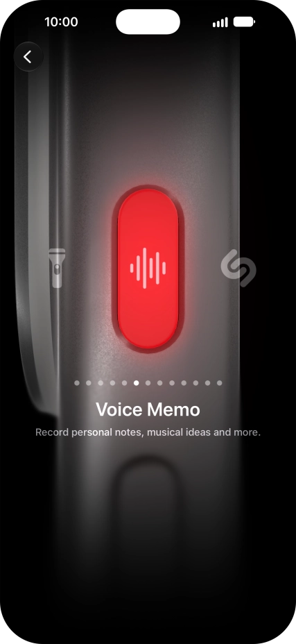 Slide your finger right or left on the screen to select the required function.