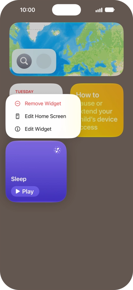 Press Remove Widget.