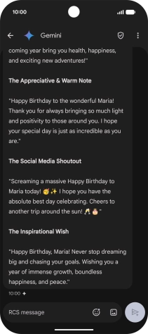 The text suggestion from Gemini is displayed.