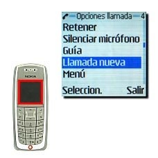 Vaya a Llamada nueva y pulse Seleccion..La primera llamada se retiene automáticamente.Marque el número de teléfono del siguiente participante de la multiconferencia.