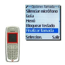 Vaya a Finalizar llamada y pulse Seleccion..La llamada activa se finaliza ahora y el teléfono activa automáticamente la llamada que estaba retenida.