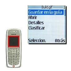 Elija Guardar en la guía y pulse Seleccion..La imagen se añade al nombre.