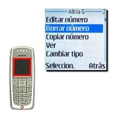 Vaya a Borrar número y pulse Seleccion..