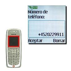 La pantalla muestra Número de teléfono: junto con un no. de destinatario predeterminado si lo ha introducido.Tiene ahora dos posibilidades:Envíe el mensaje corto al no. de destinatario predeterminado, véase 3a.Envíe su mensaje corto a otro número, véase 3b.
