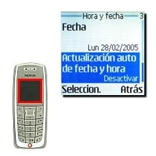 Vaya a Actualización auto de fecha y hora y pulse Seleccion..