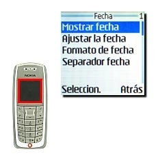 El texto de pantalla depende ahora de si la fecha ha sido activada o desactivada previamente:Elija Mostrar fecha o Ocultar fecha y pulse Seleccion..
