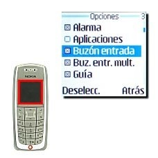 En la pantalla aparece una lista de las funciones del menú.Las funciones del menú que están situadas en el menú de accesos directos están marcadas con una x.