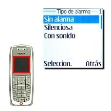 Elija Sin alarma, Silenciosa o Con sonido y pulse Seleccion..