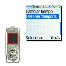 Elija Detener temporiz. y pulse Seleccion..Se interrumpe la cuenta atrás.