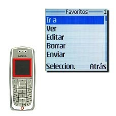 Vaya a Ir a y pulse Seleccion..Se establece conexión con la página WAP seleccionada.
