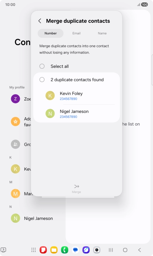 Press the field above the required number. Press the field above the required number.