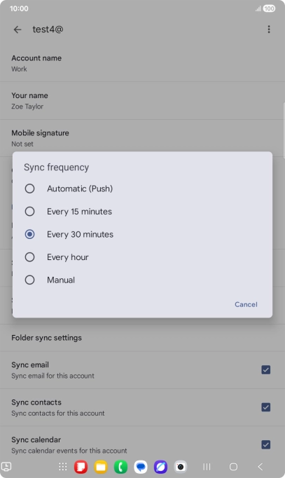 Press the required setting.