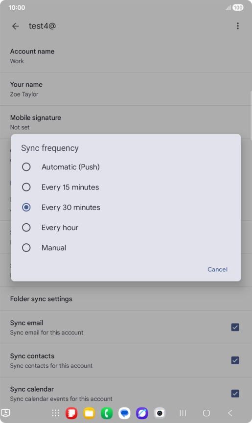 Press the required setting.
