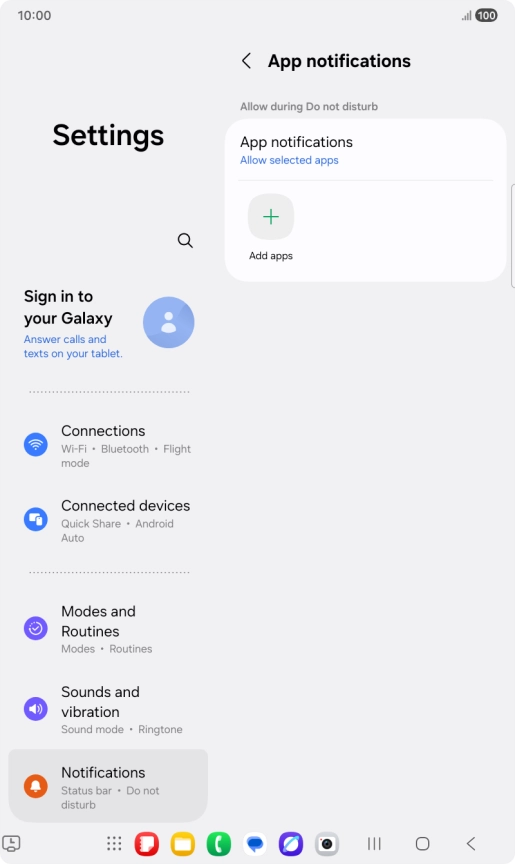 Press Add apps and follow the instructions on the screen to select which apps you would like to receive notifications from when Do Not Disturb is turned on.