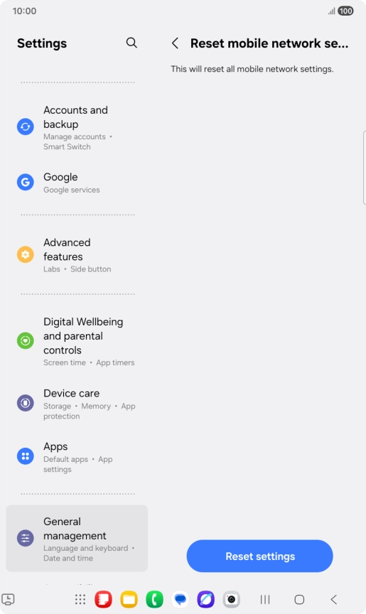 Press Reset settings. Press Reset settings.