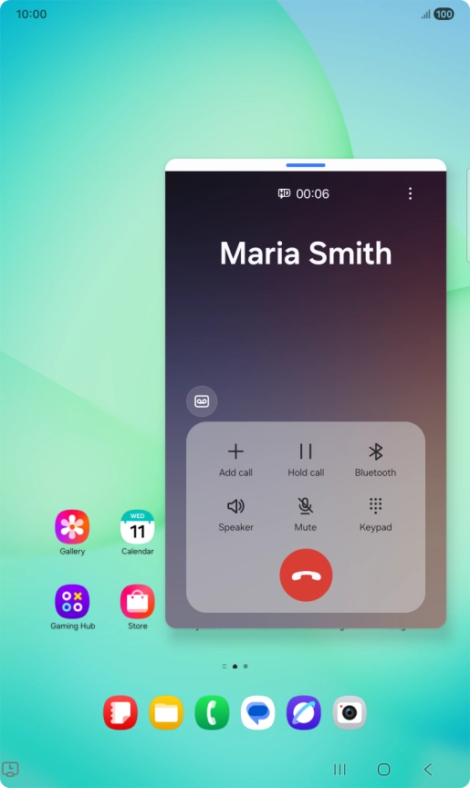 Press the end call icon. Press the end call icon.
