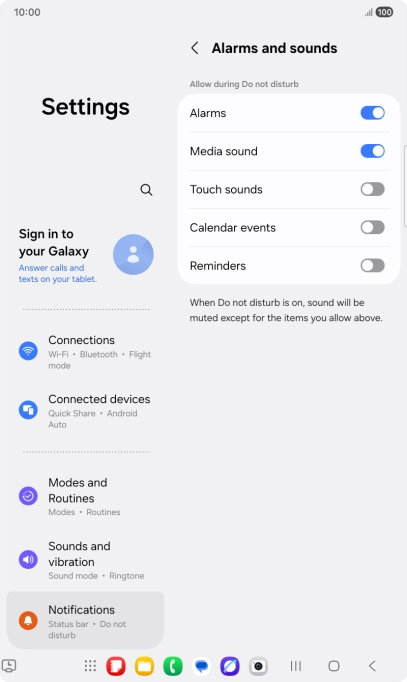 Press the indicators to turn sound and vibration for the selected functions on or off.