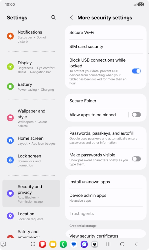 Press SIM card security.