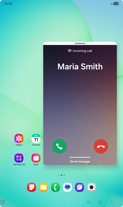 Press and drag the accept call icon right. Press and drag the accept call icon right.