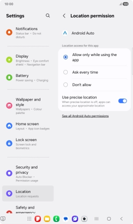 Press the required setting. Press the required setting.