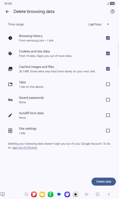 Press the fields next to the required data types. Press the fields next to the required data types.