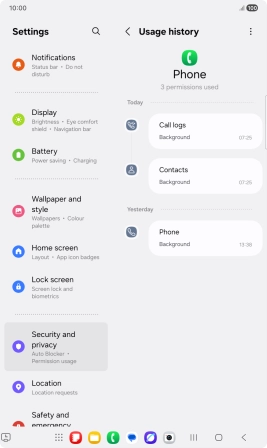 The app activity for the selected app is displayed. The app activity for the selected app is displayed.