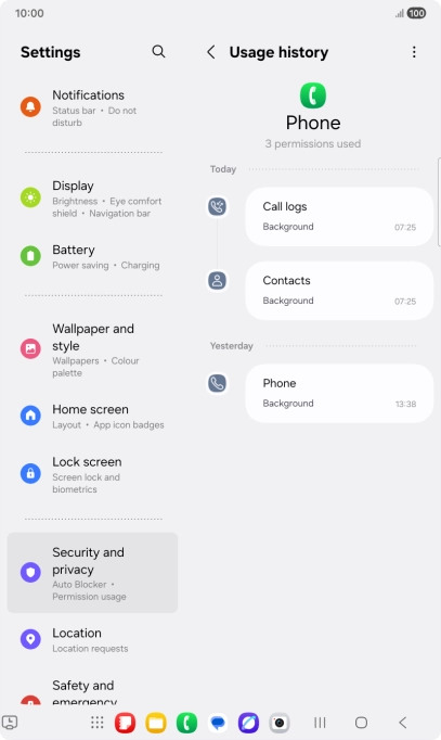 The app activity for the selected app is displayed. The app activity for the selected app is displayed.