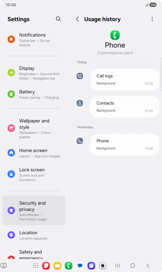 The app activity for the selected app is displayed. The app activity for the selected app is displayed.