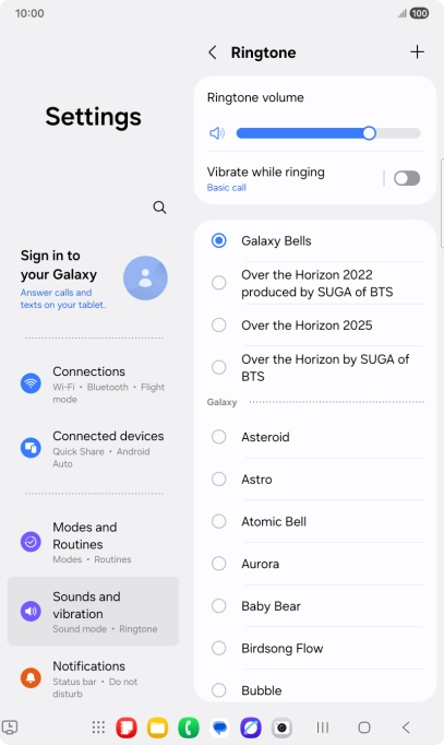 Press the required ring tones to hear them.