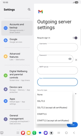 Press SSL/TLS. Press SSL/TLS.