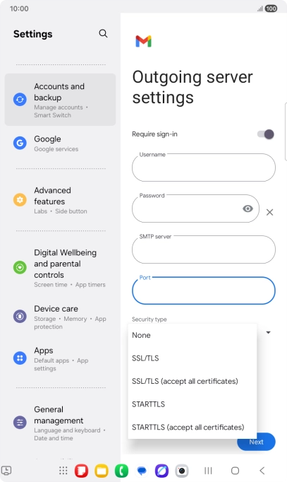 Press SSL/TLS. Press SSL/TLS.
