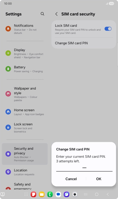 Key in your current PIN and press OK. Key in your current PIN and press OK.