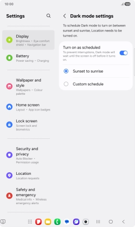 Press the required setting. Press the required setting.