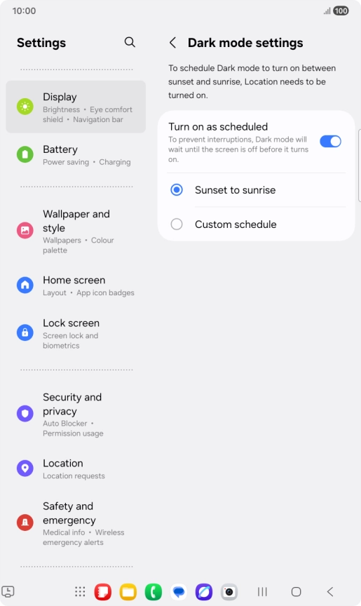 Press the required setting. Press the required setting.