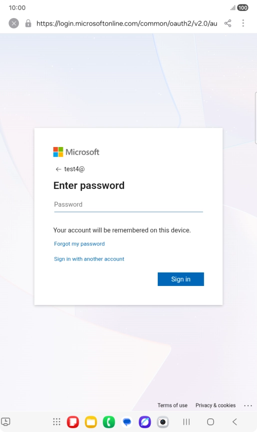 Press Password and key in the password for your email account.
