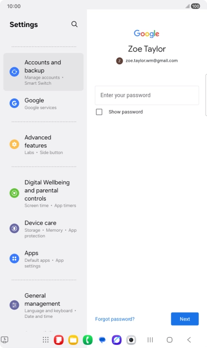 Press Enter your password and key in the password for your Google account. Press Enter your password and key in the password for your Google account.