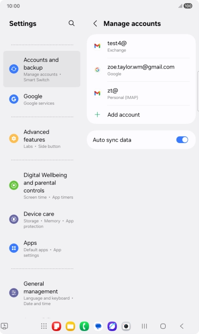 Press the required email account. Press the required email account.